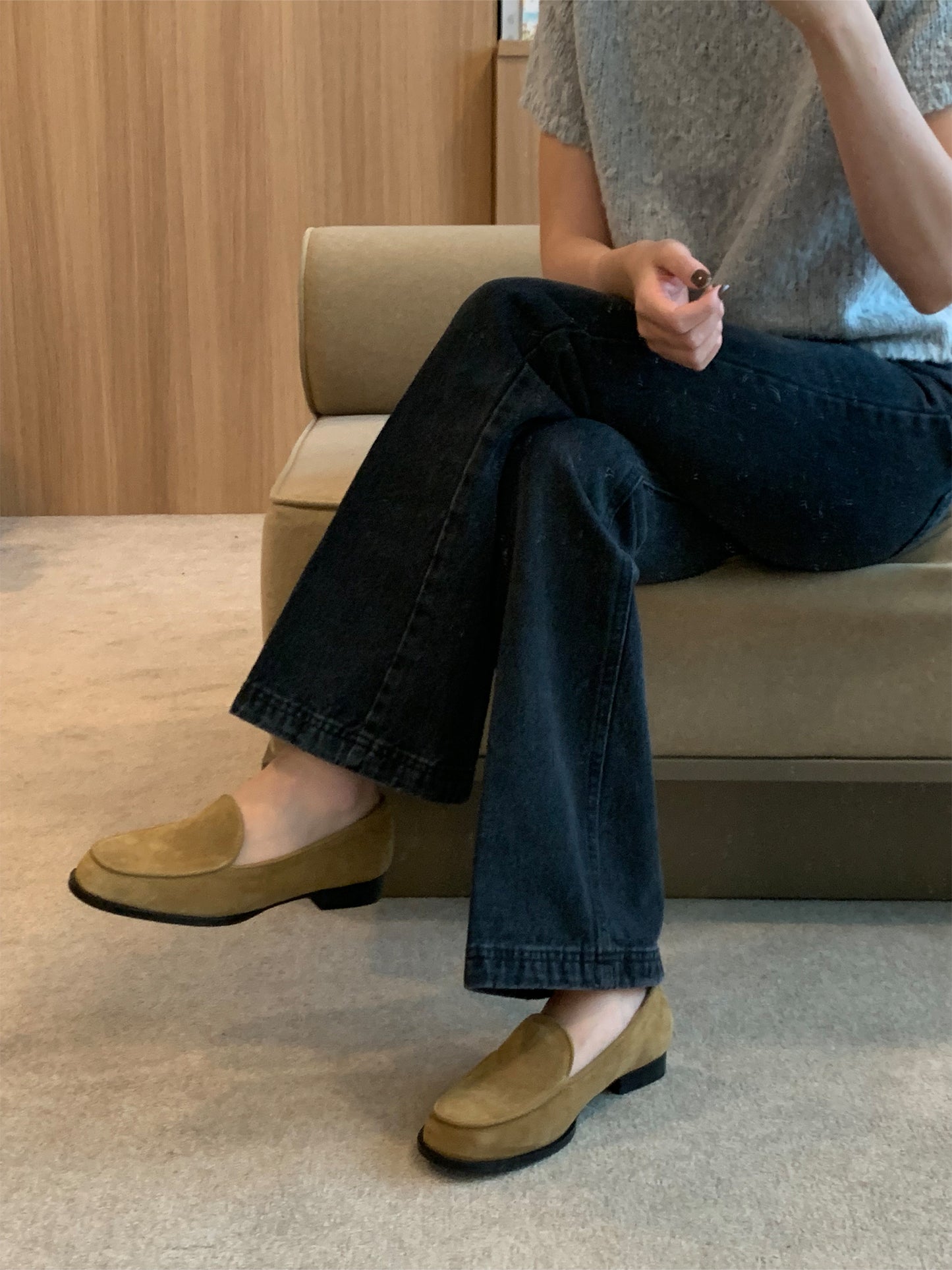 【送料無料】real suede round loafer (本革)