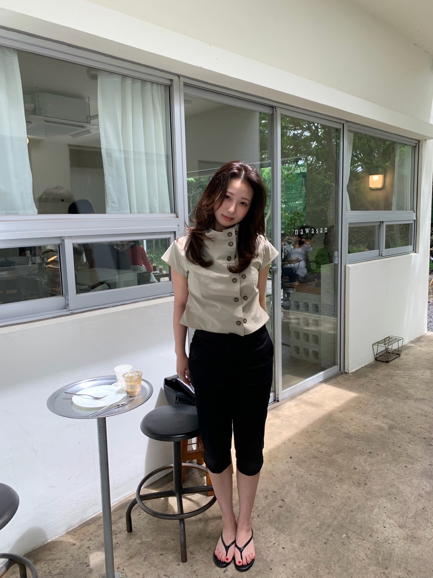 double button trench blouse / 2color