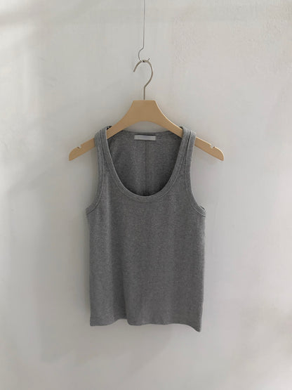 sleeve less round neck top / 6color
