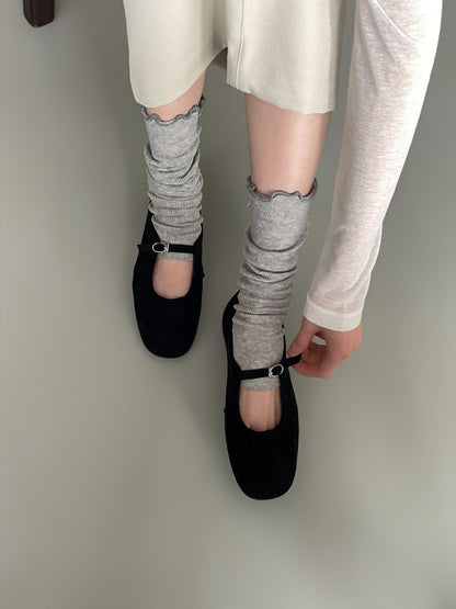 strap gather flat shoes / 2color