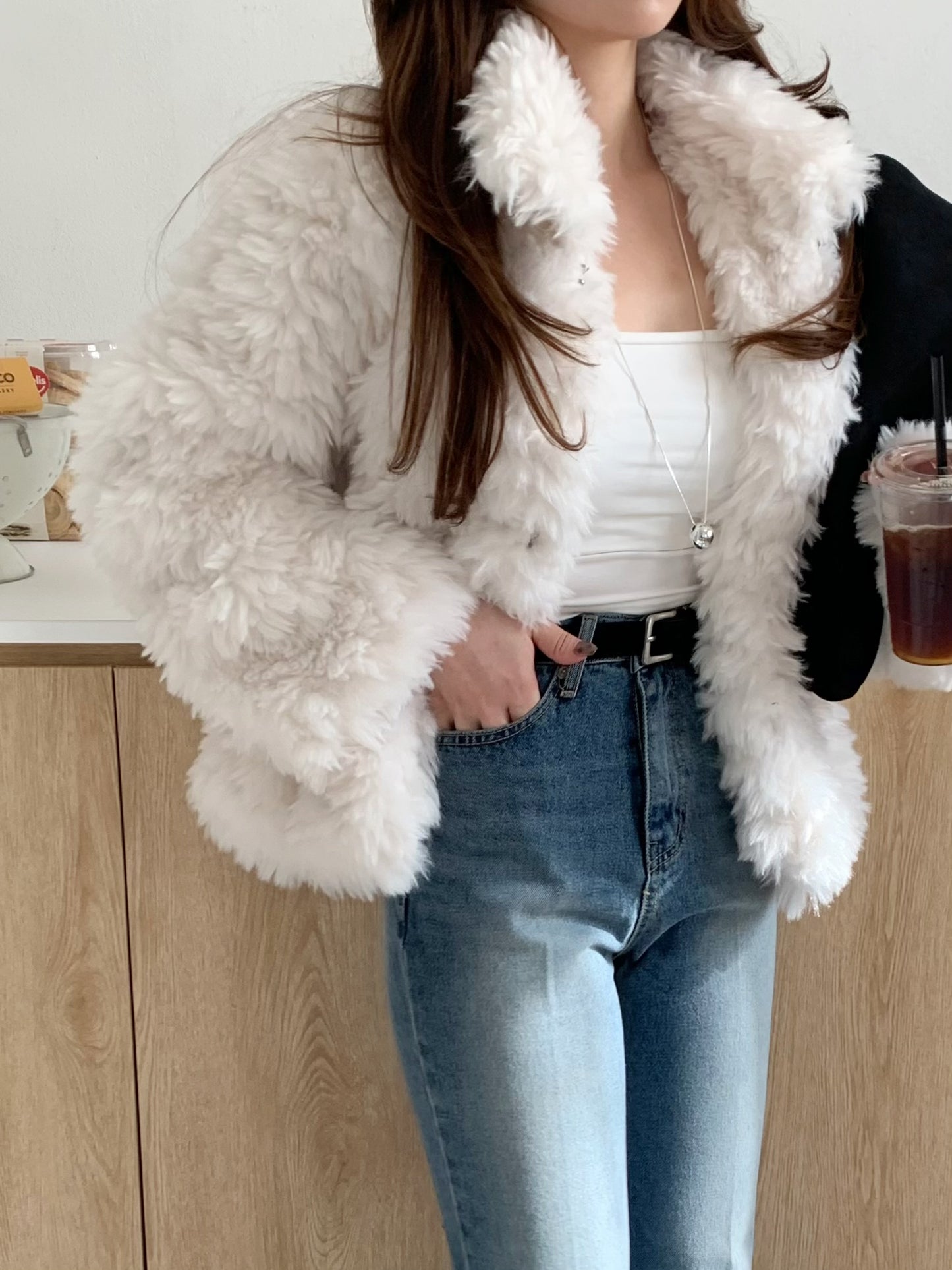 【予約】cotton candy fur jacket / milk white