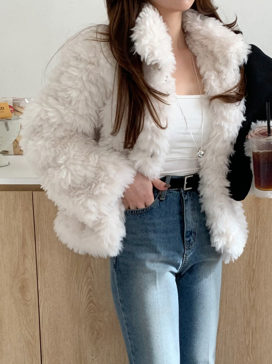 【予約】cotton candy fur jacket / milk white