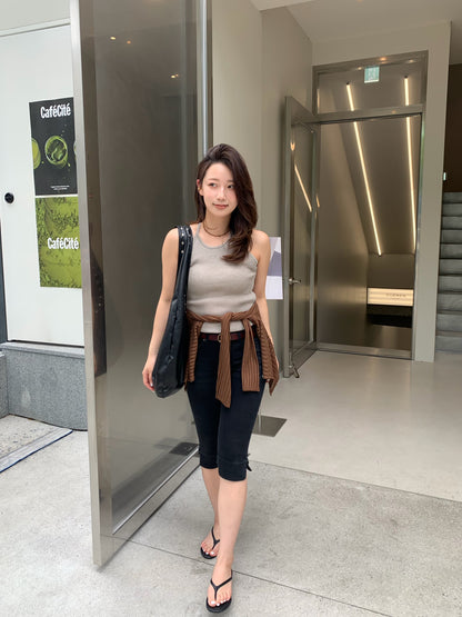 half denim slim pants