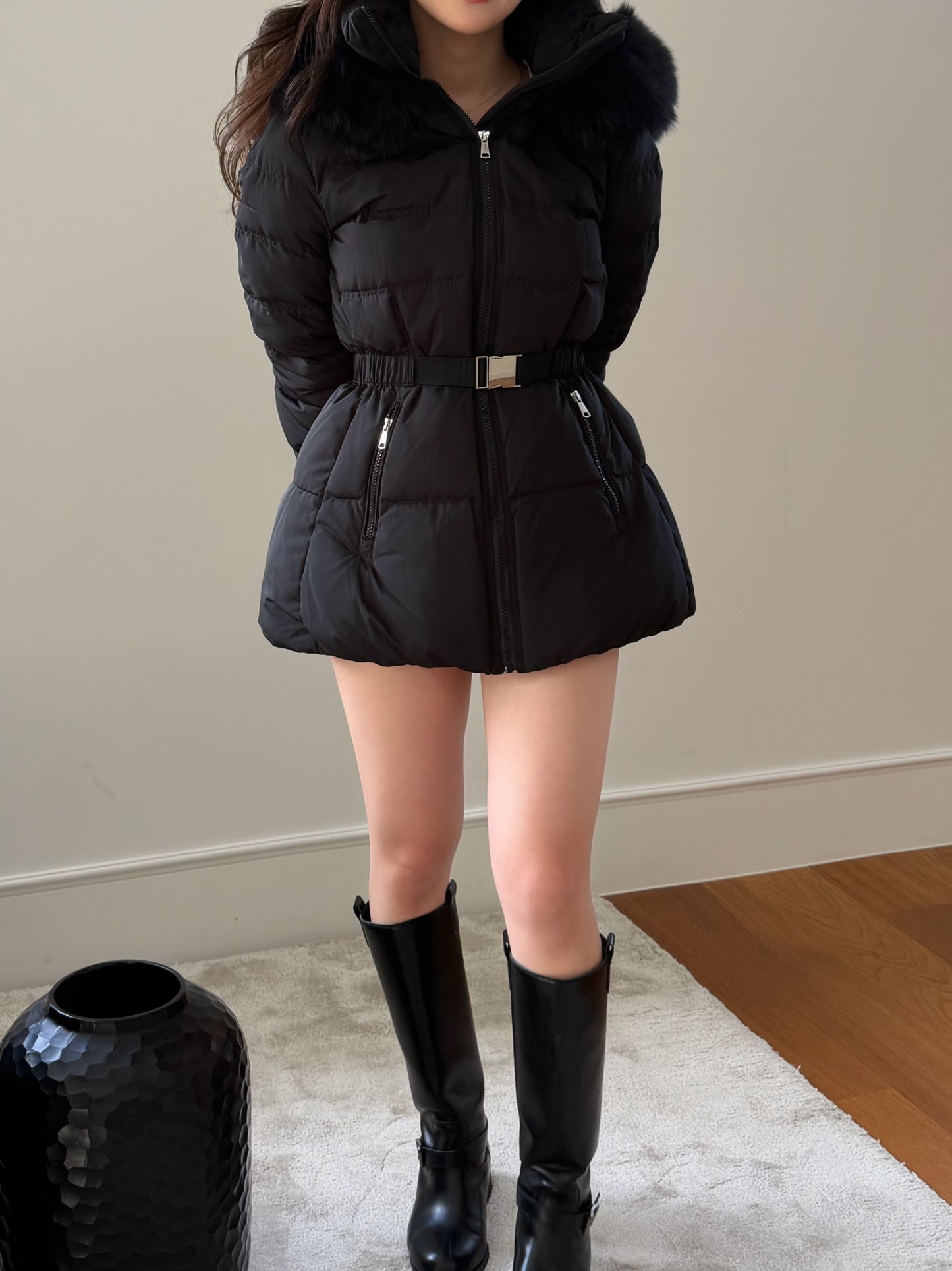 【予約】◆送料無料◆side pocket short down jacket / black