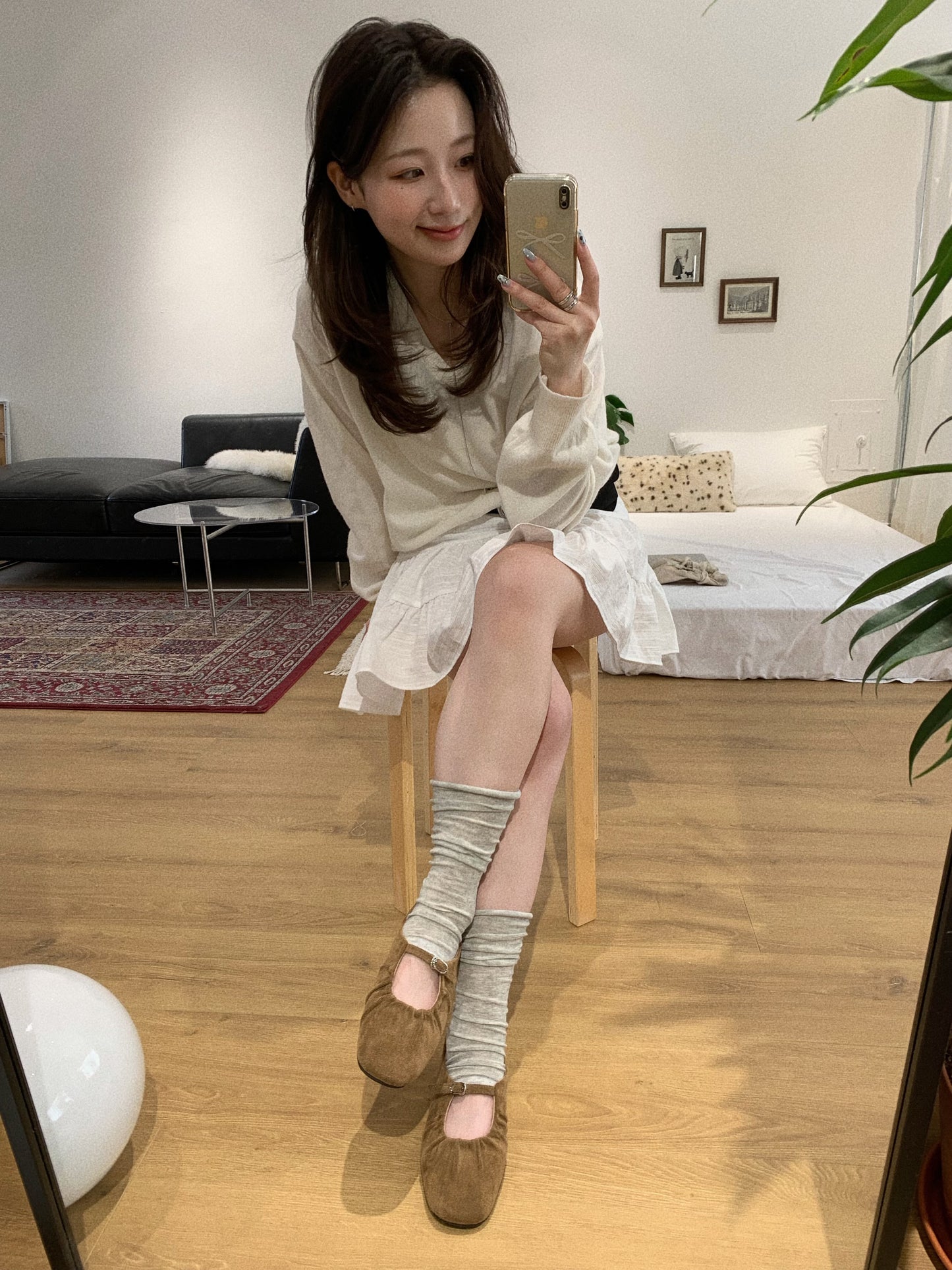 strap gather flat shoes / 2color