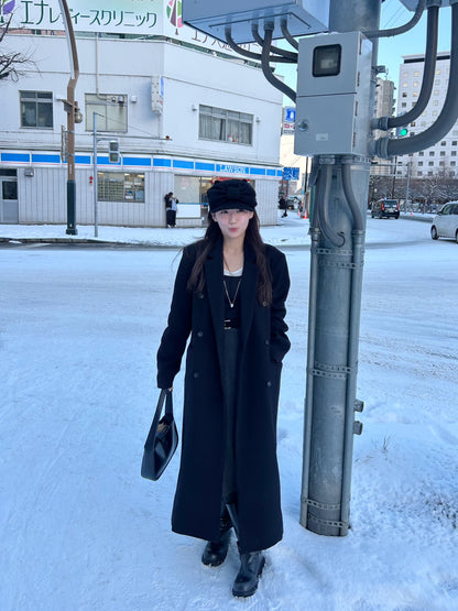 【即納】double bottun over chester coat / black