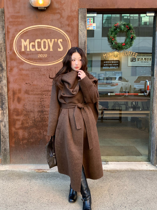 【予約】◆送料無料◆HAND MADE muffler long coat / brown