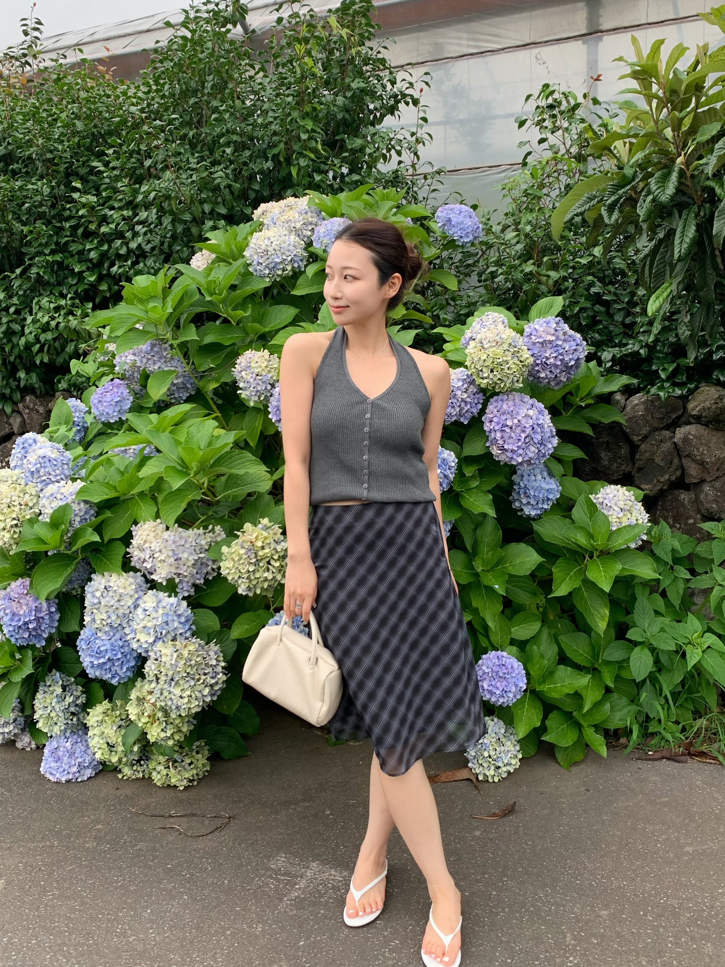 middle check skirt / 2color
