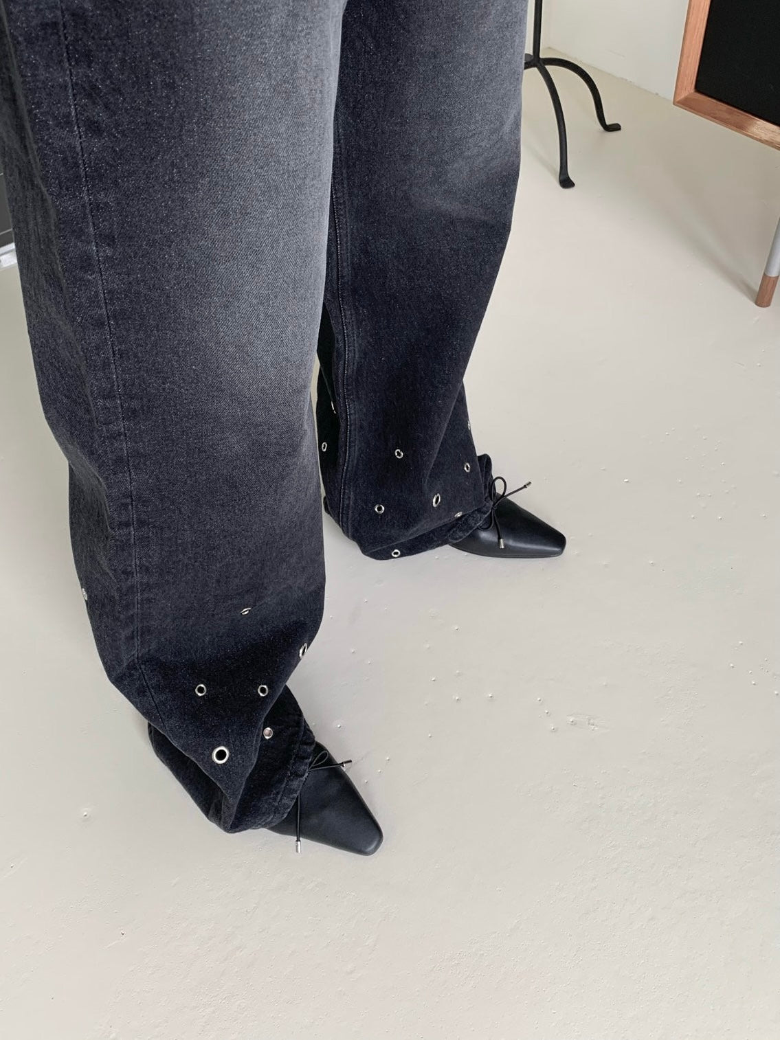 【送料無料】pointed ribbon flat shoes / 3color