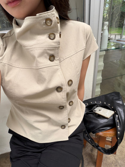 double button trench blouse / 2color