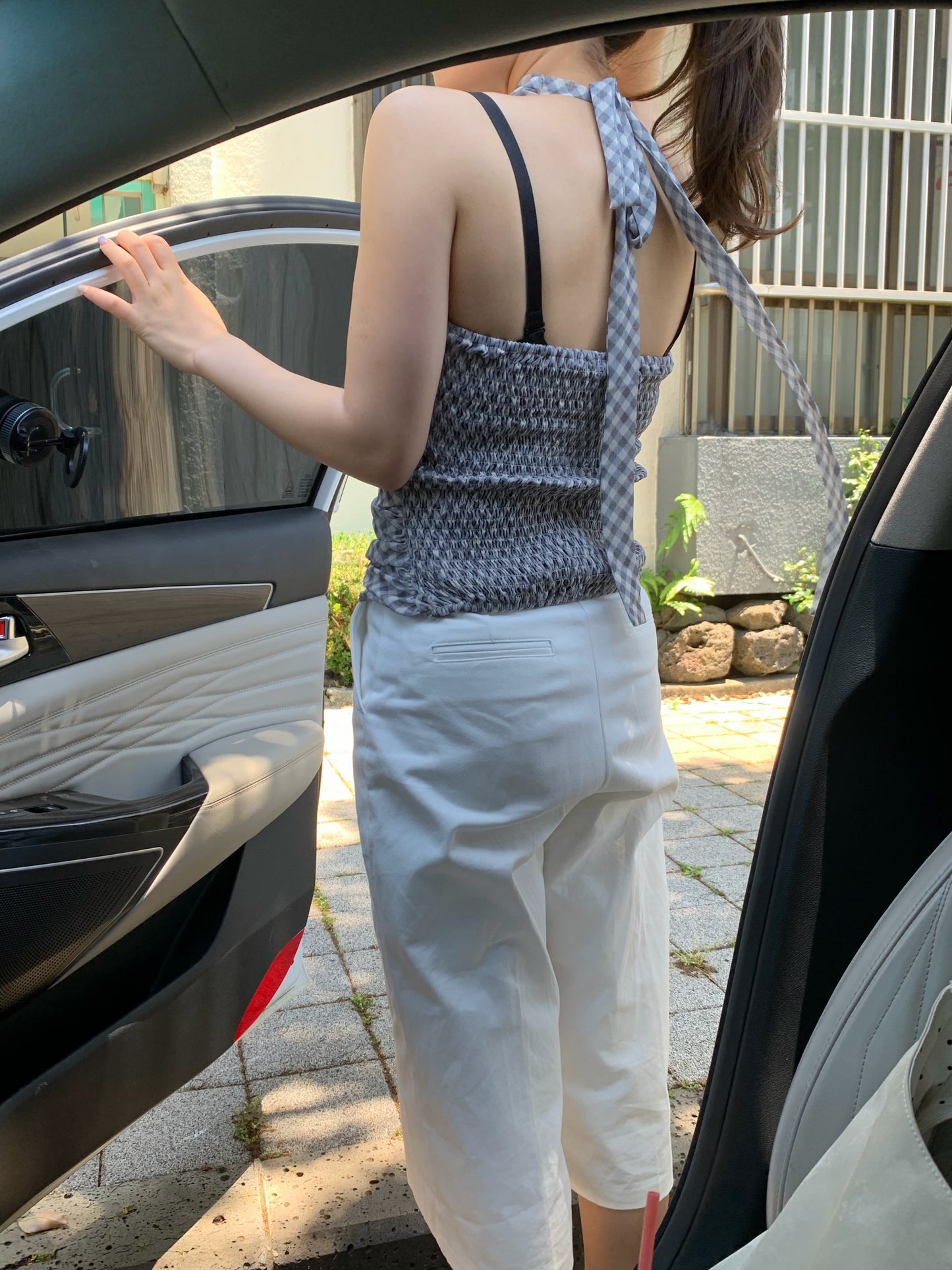check holter neck blouse / 2color