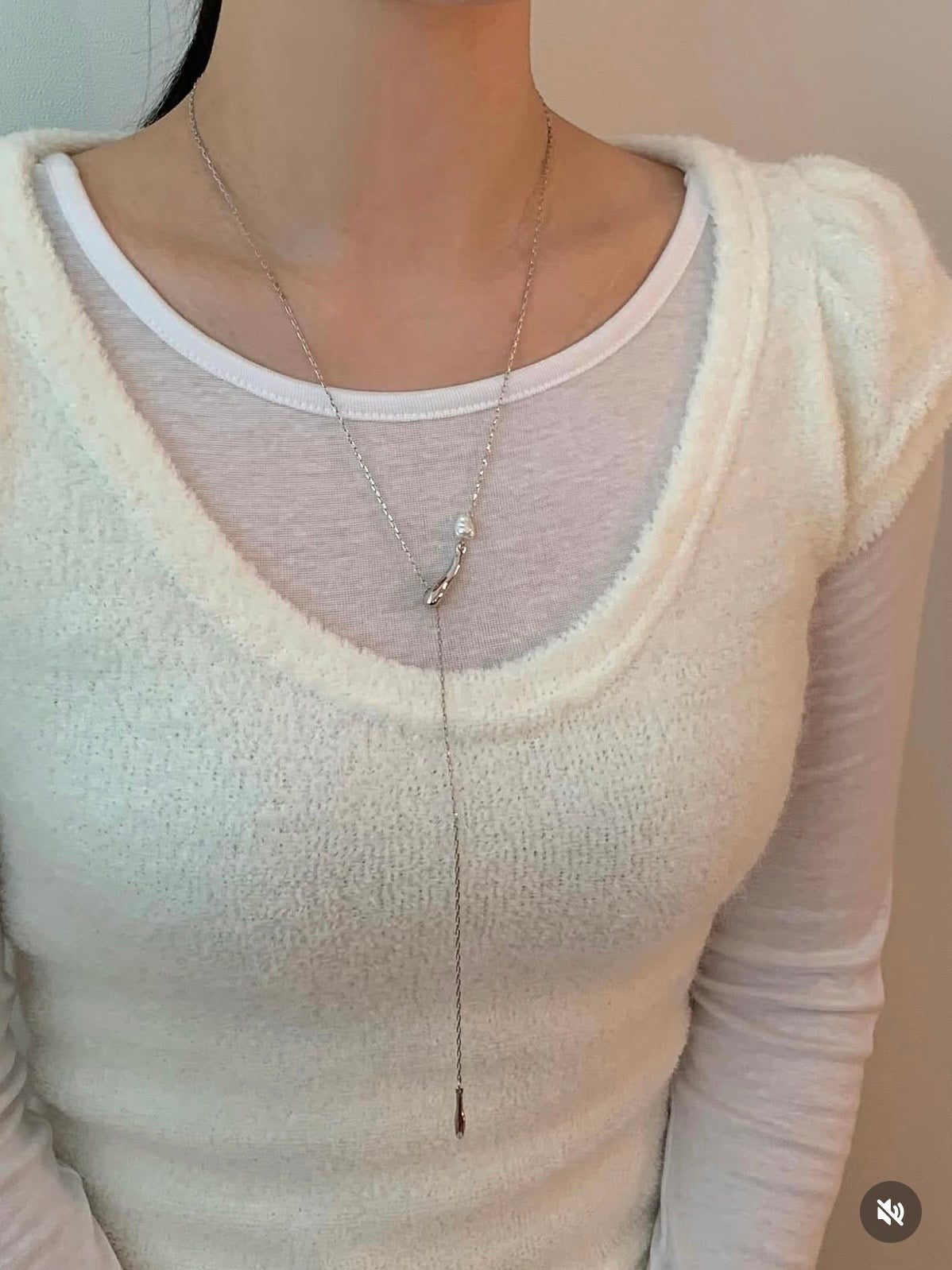 pearl Ychain long necklace