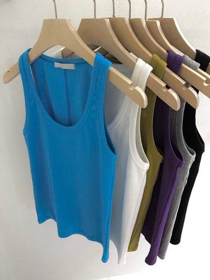 sleeve less round neck top / 6color