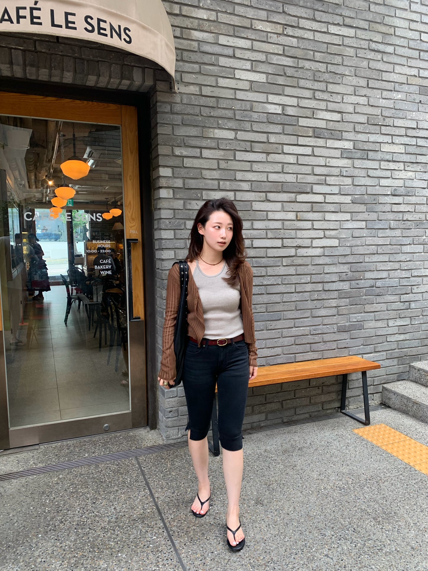 half denim slim pants