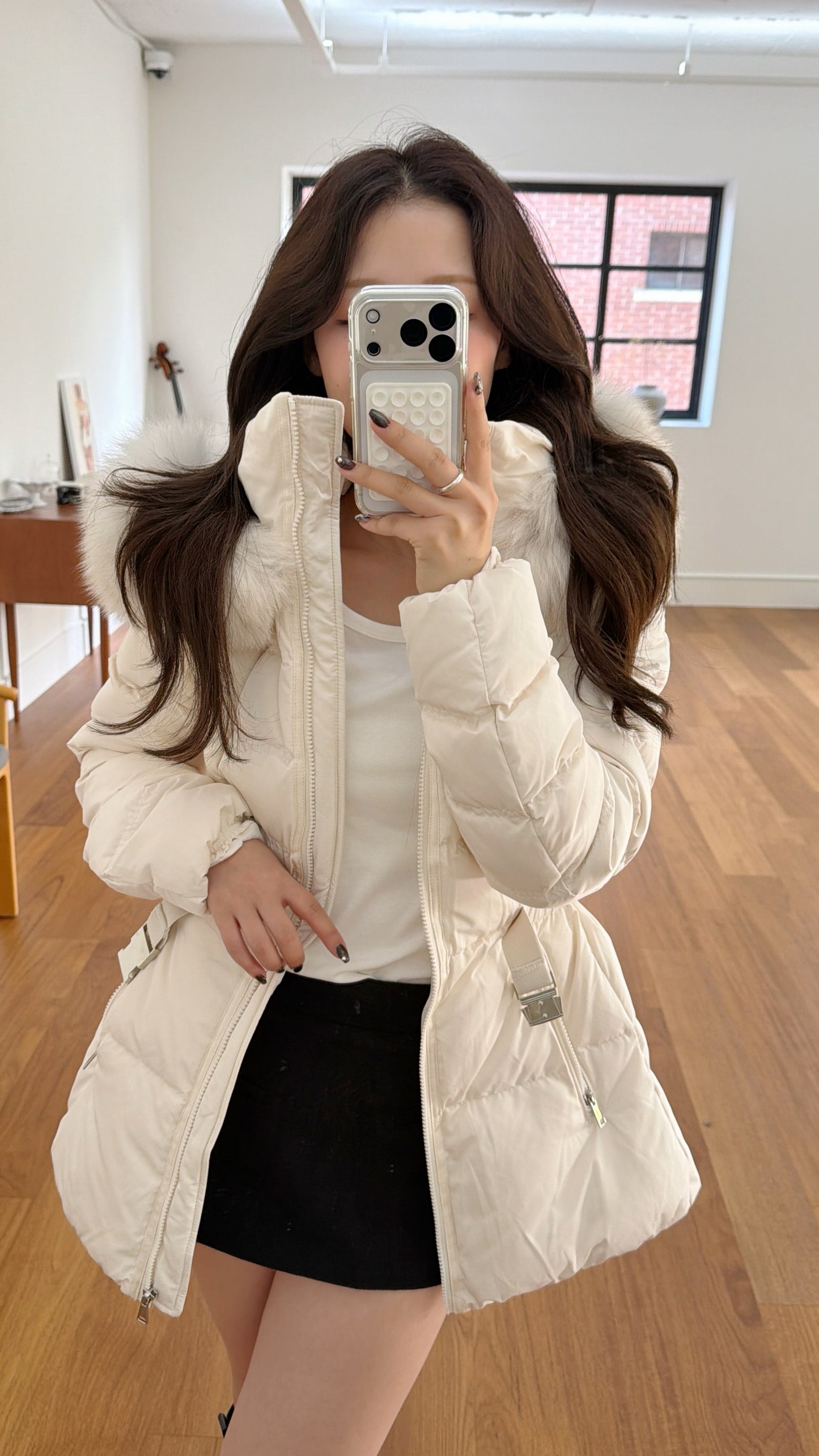 【予約】◆送料無料◆side pocket short down jacket / ivory