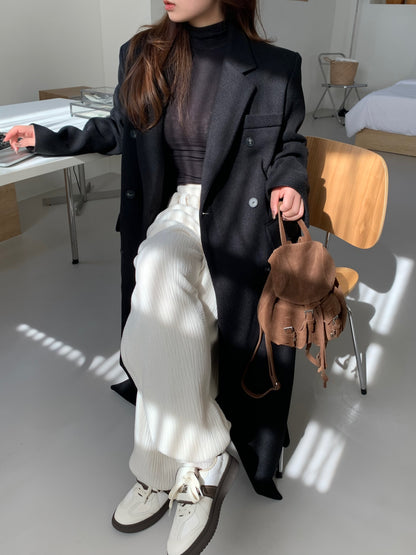 【即納】double bottun over chester coat / black