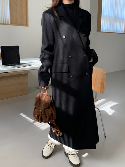 【即納】double bottun over chester coat / black