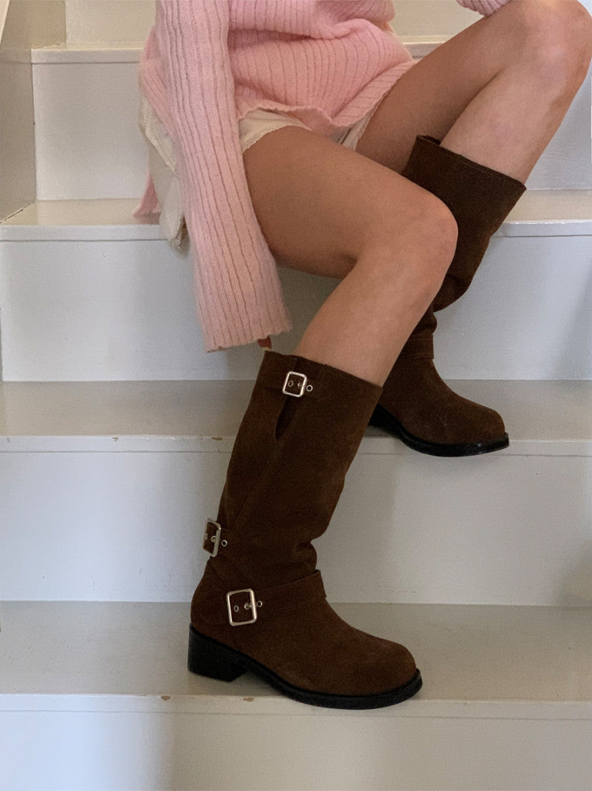 suede belt middle boots (本革) / 3color