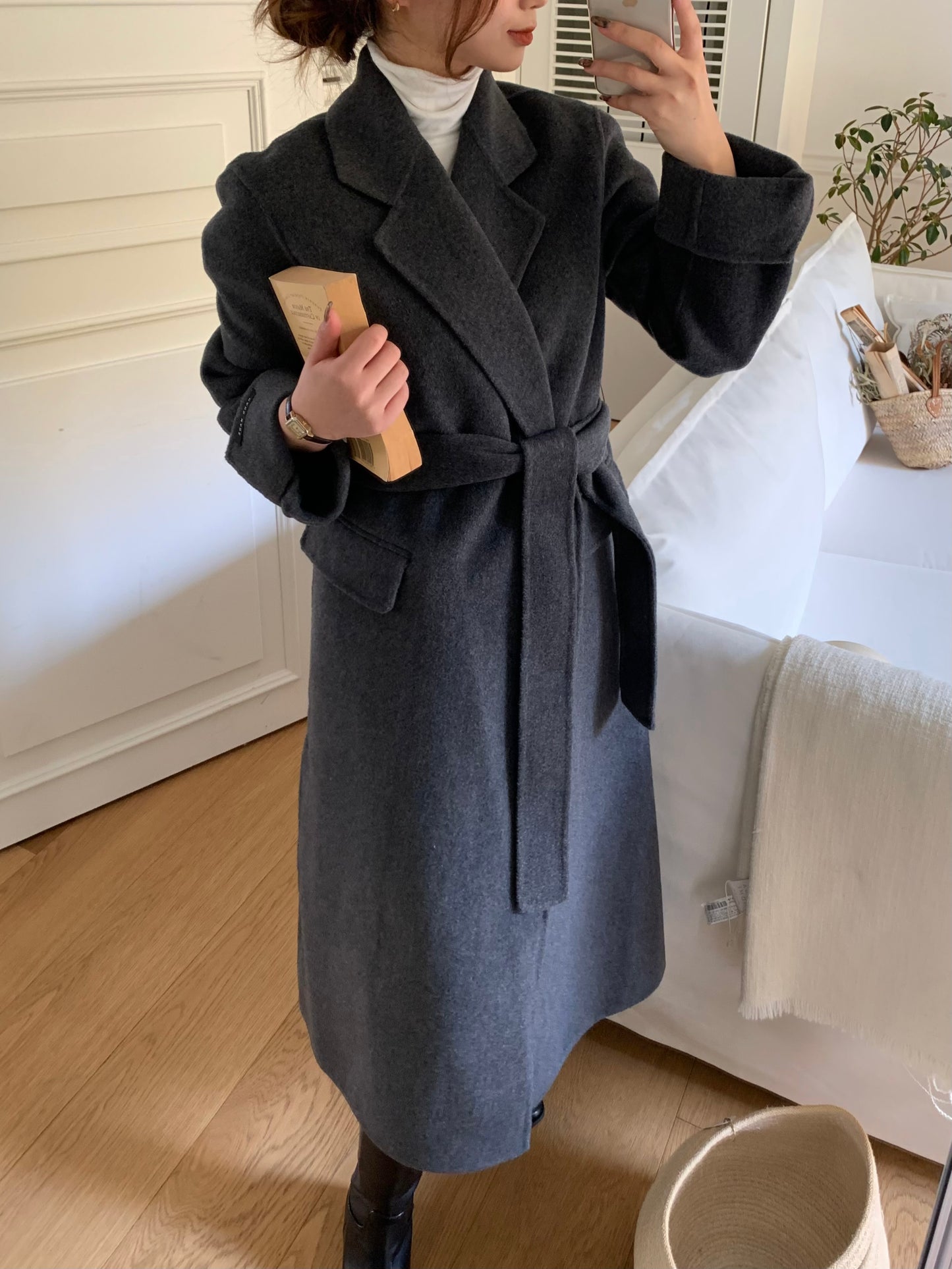 【即納】◆送料無料◆[wool 90％] HAND MADE - luxury long coat / charcoal gray