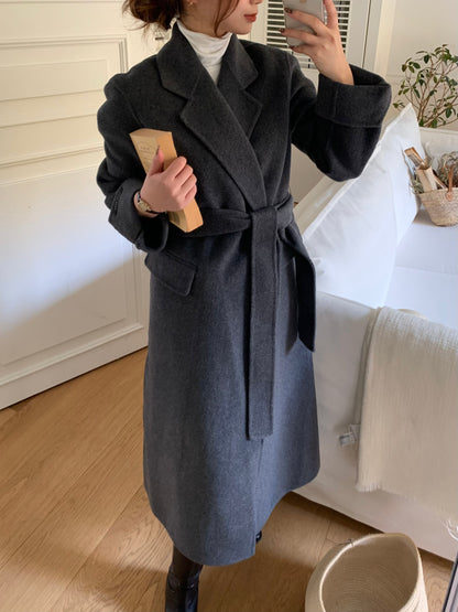 【即納】◆送料無料◆[wool 90％] HAND MADE - luxury long coat / charcoal gray