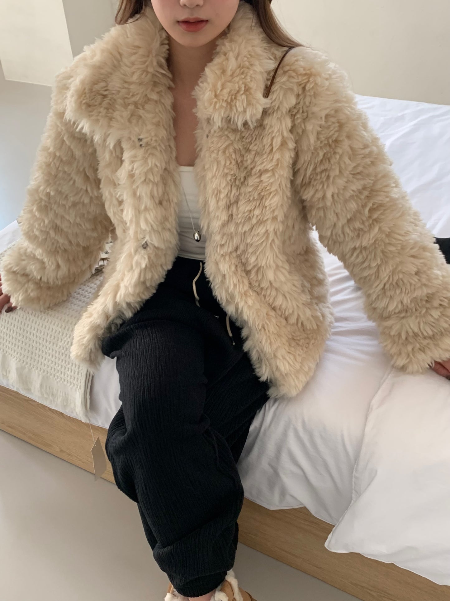 【予約】cotton candy fur jacket / camel