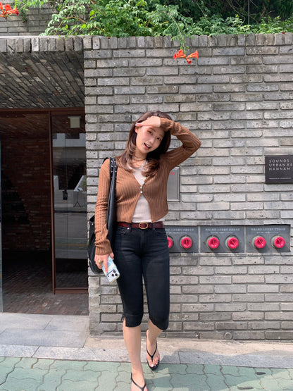 half denim slim pants