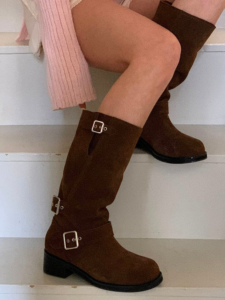 suede belt middle boots (本革) / 3color