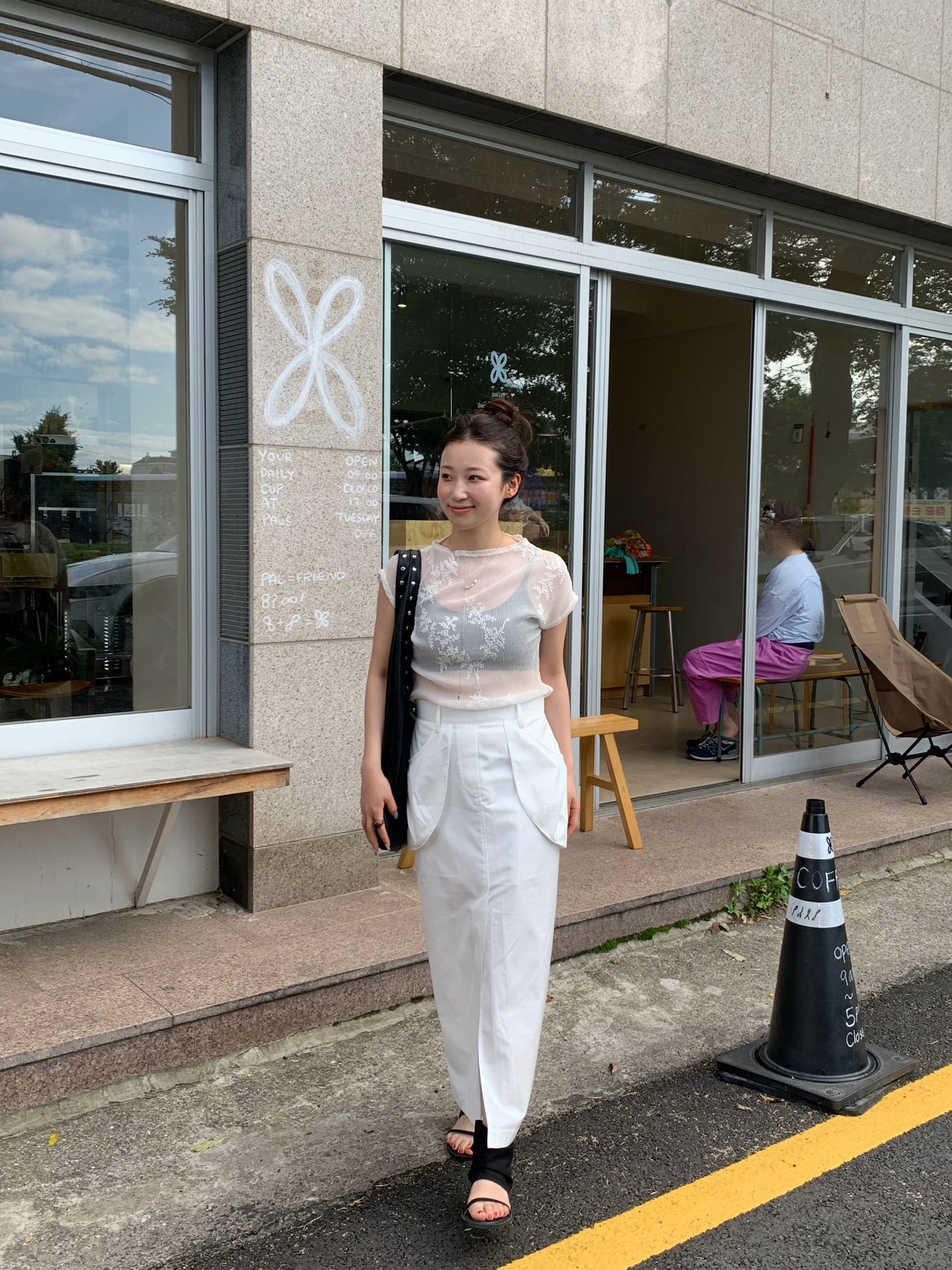 see-through flower blouse / 2color