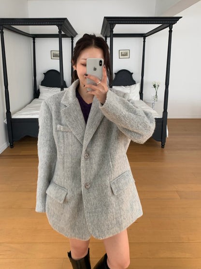 【予約】shaggy overfit jacket coat / light gray