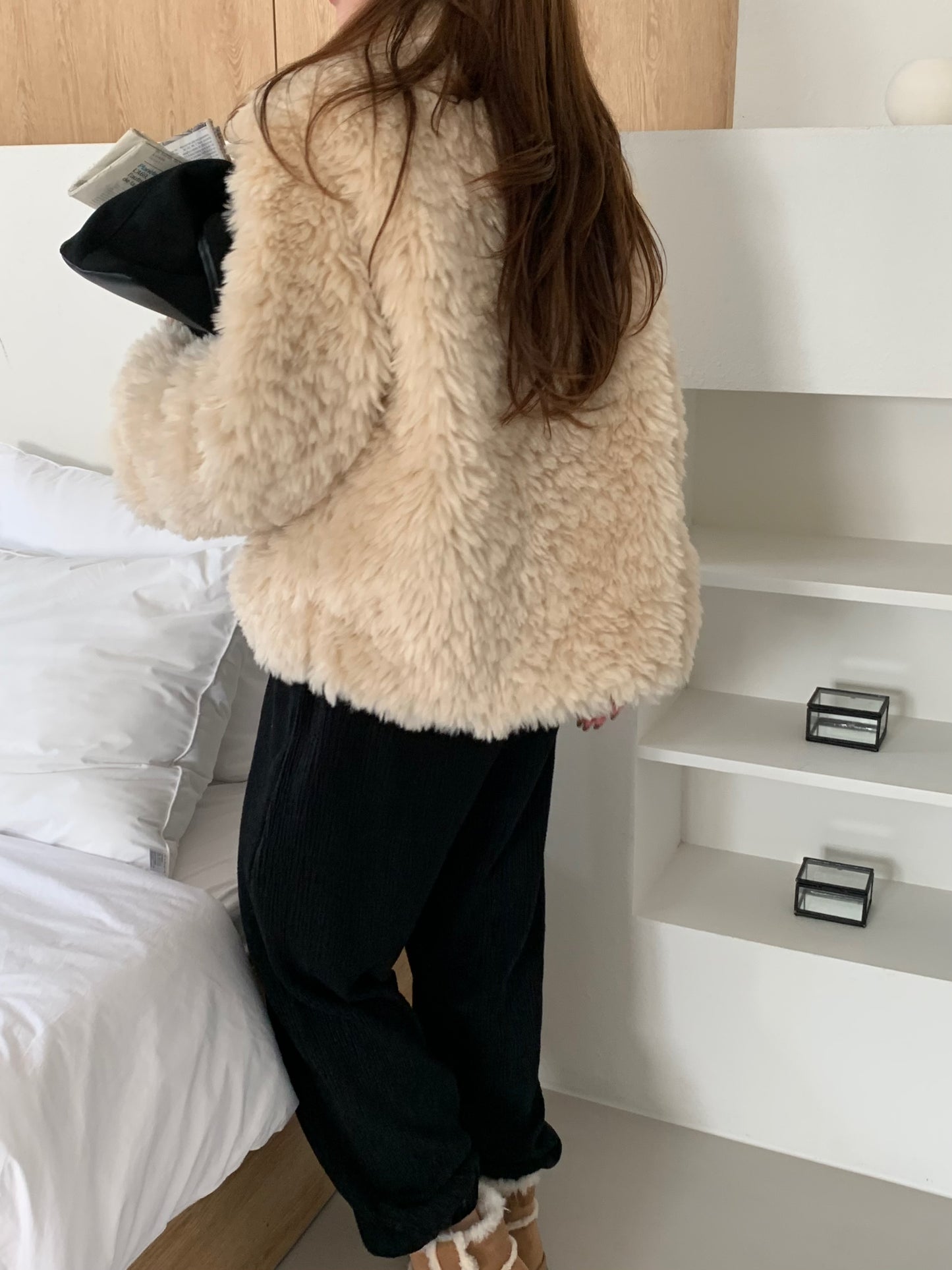 【予約】cotton candy fur jacket / camel