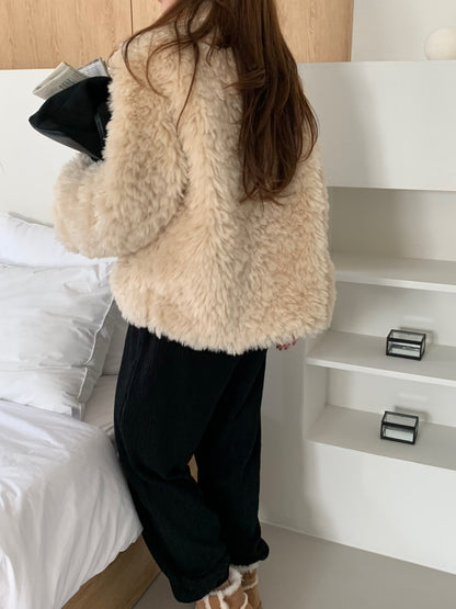 【予約】cotton candy fur jacket / camel