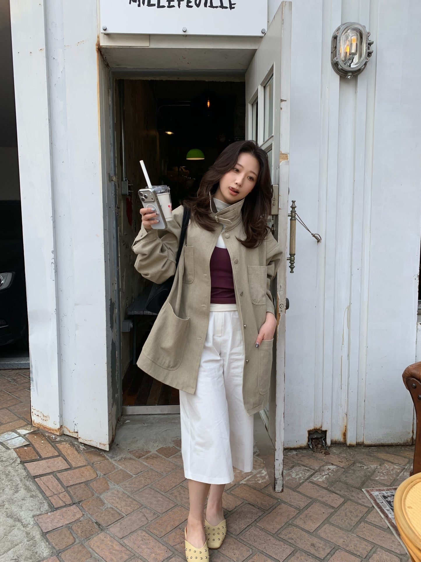 square pointed slipper / 2color