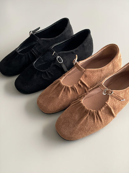 strap gather flat shoes / 2color
