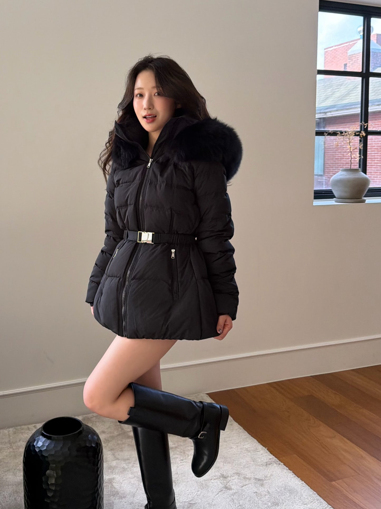 【予約】◆送料無料◆side pocket short down jacket / black