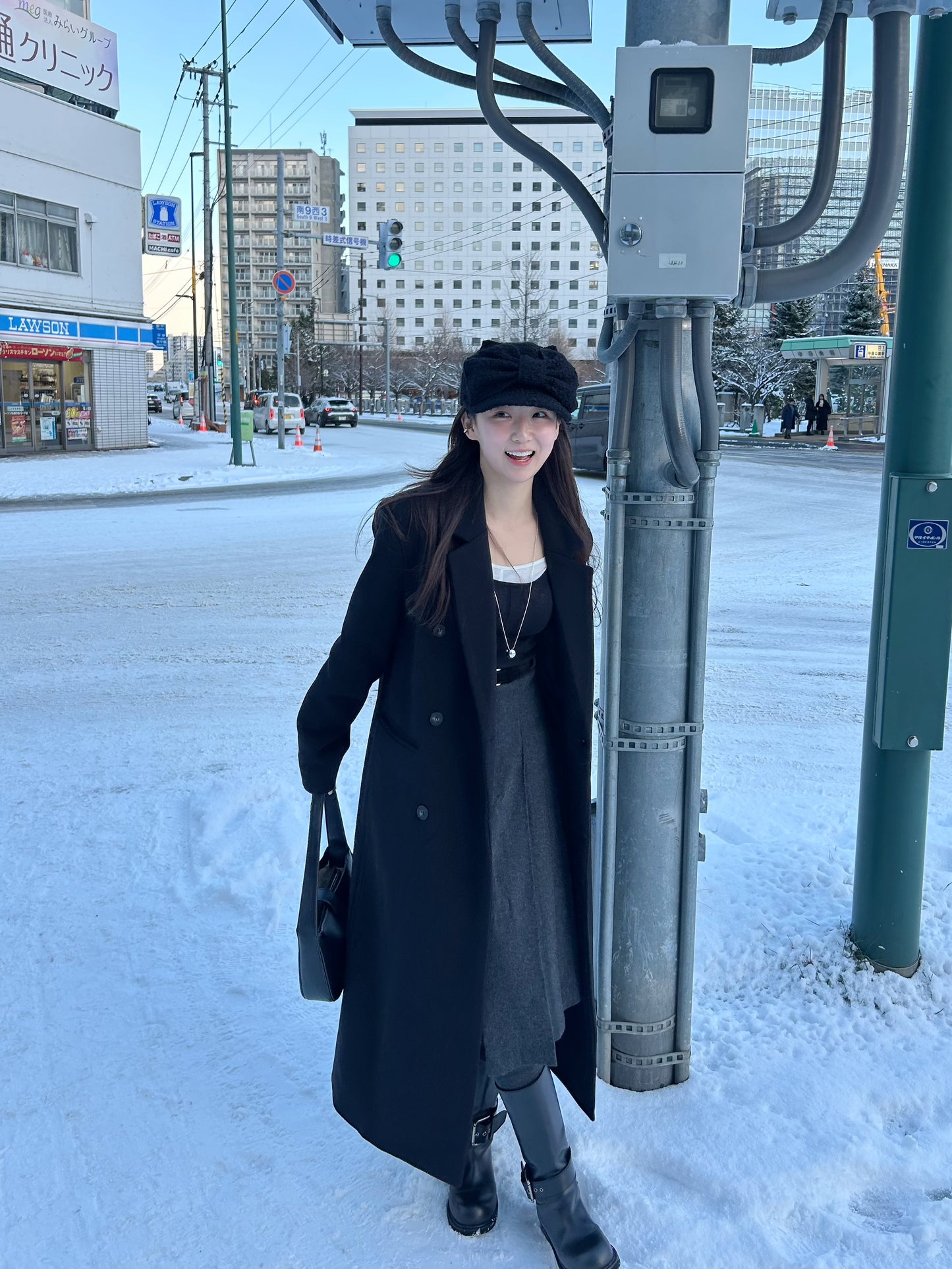 【即納】double bottun over chester coat / black