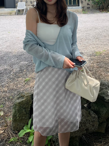 middle check skirt / 2color