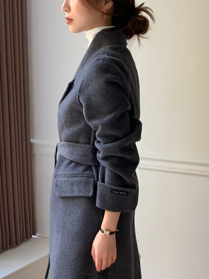 【即納】◆送料無料◆[wool 90％] HAND MADE - luxury long coat / charcoal gray