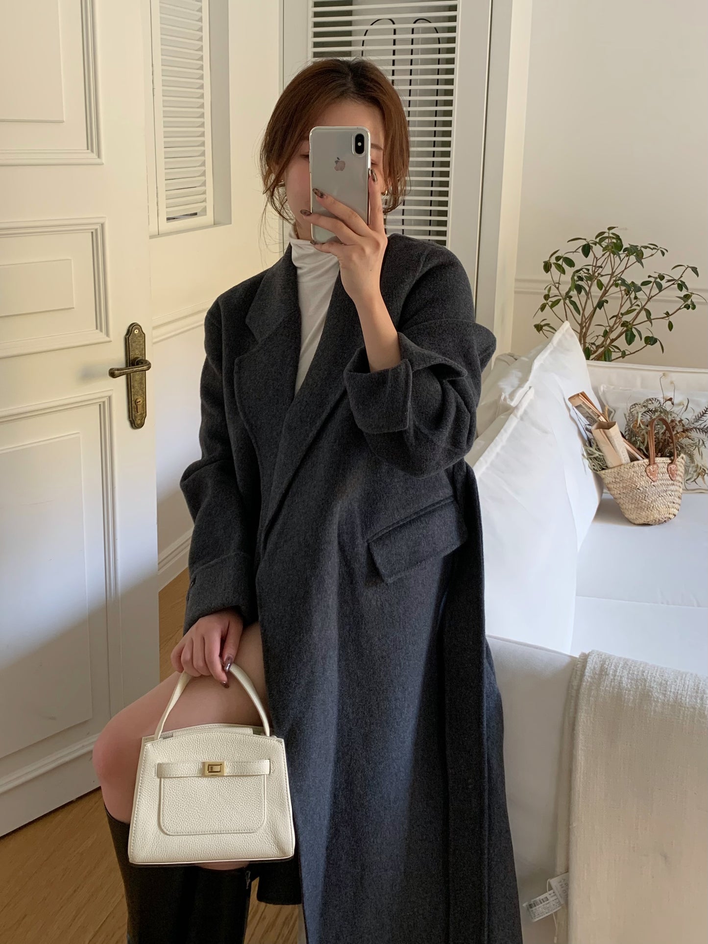 【即納】◆送料無料◆[wool 90％] HAND MADE - luxury long coat / charcoal gray