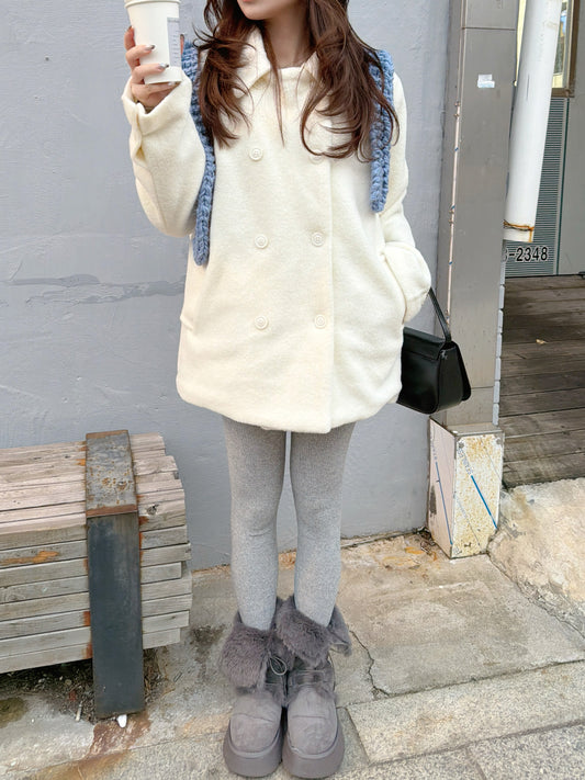 【SOLD OUT】double button snow half coat