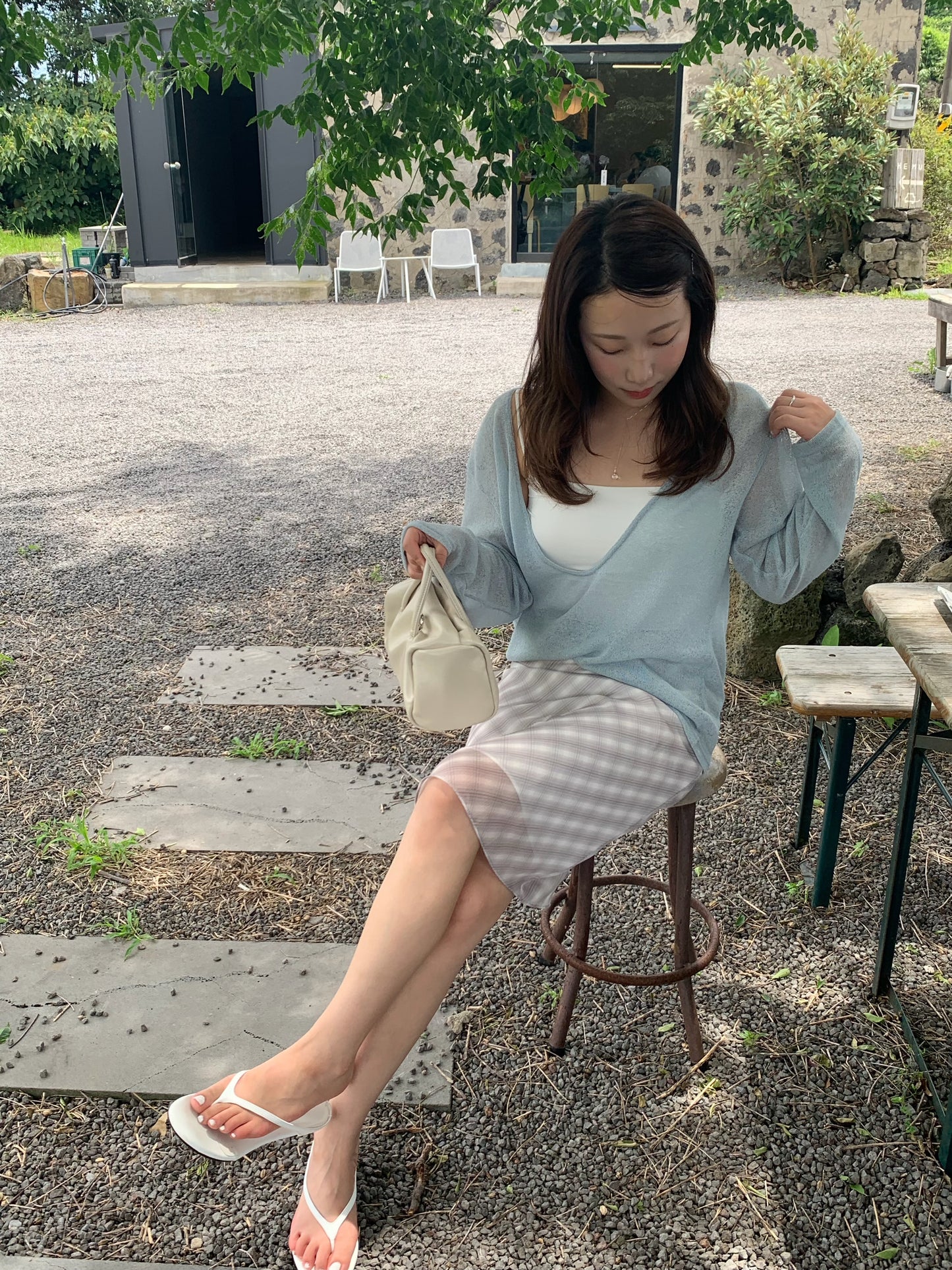 middle check skirt / 2color