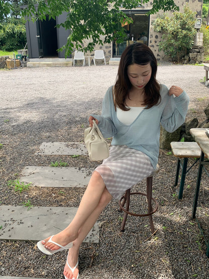 middle check skirt / 2color