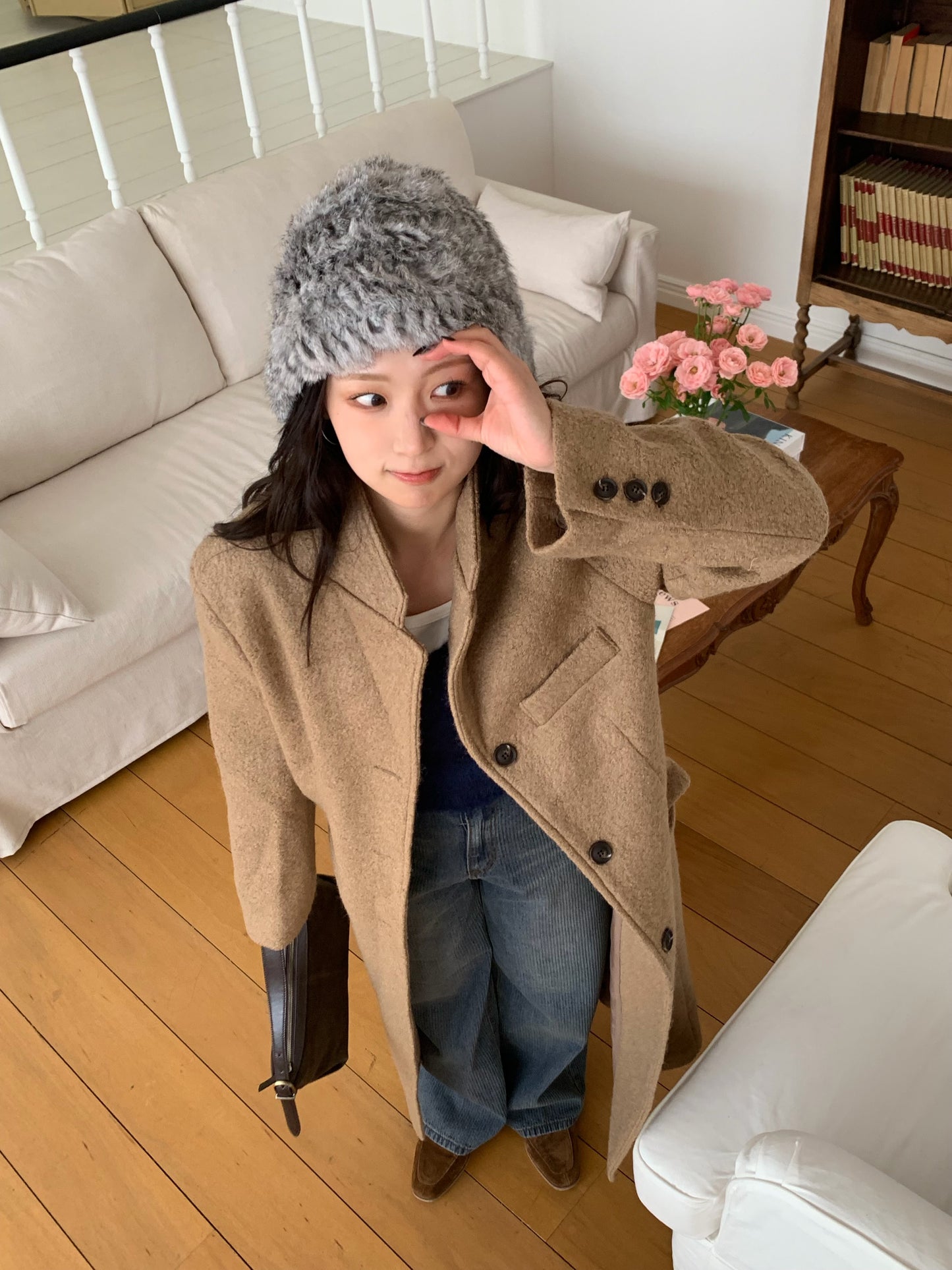 【予約】◆送料無料◆teddy long coat  / camel