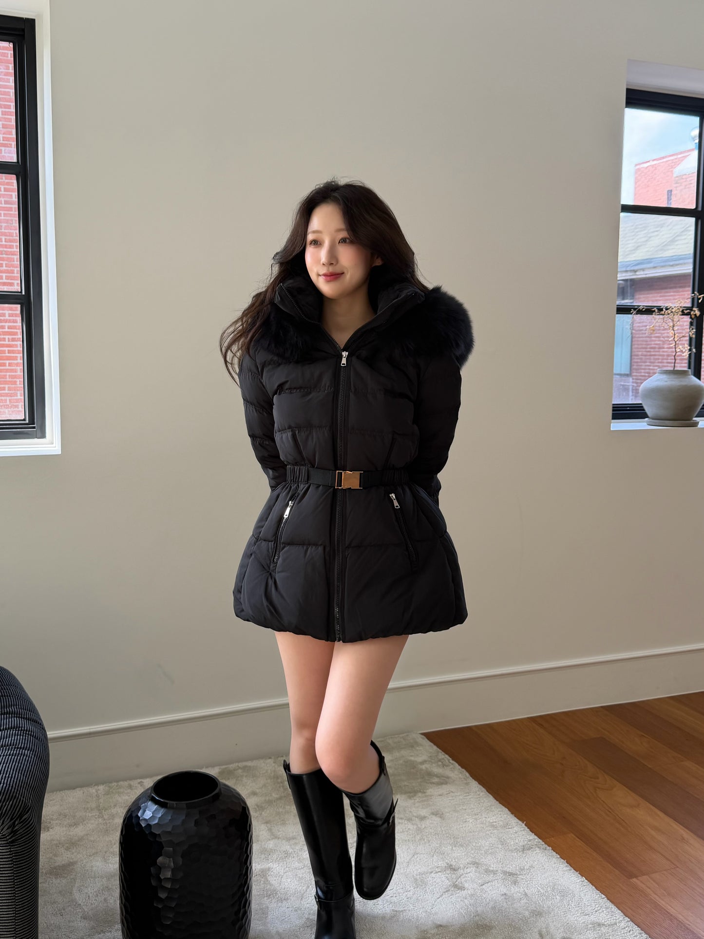 【予約】◆送料無料◆side pocket short down jacket / black