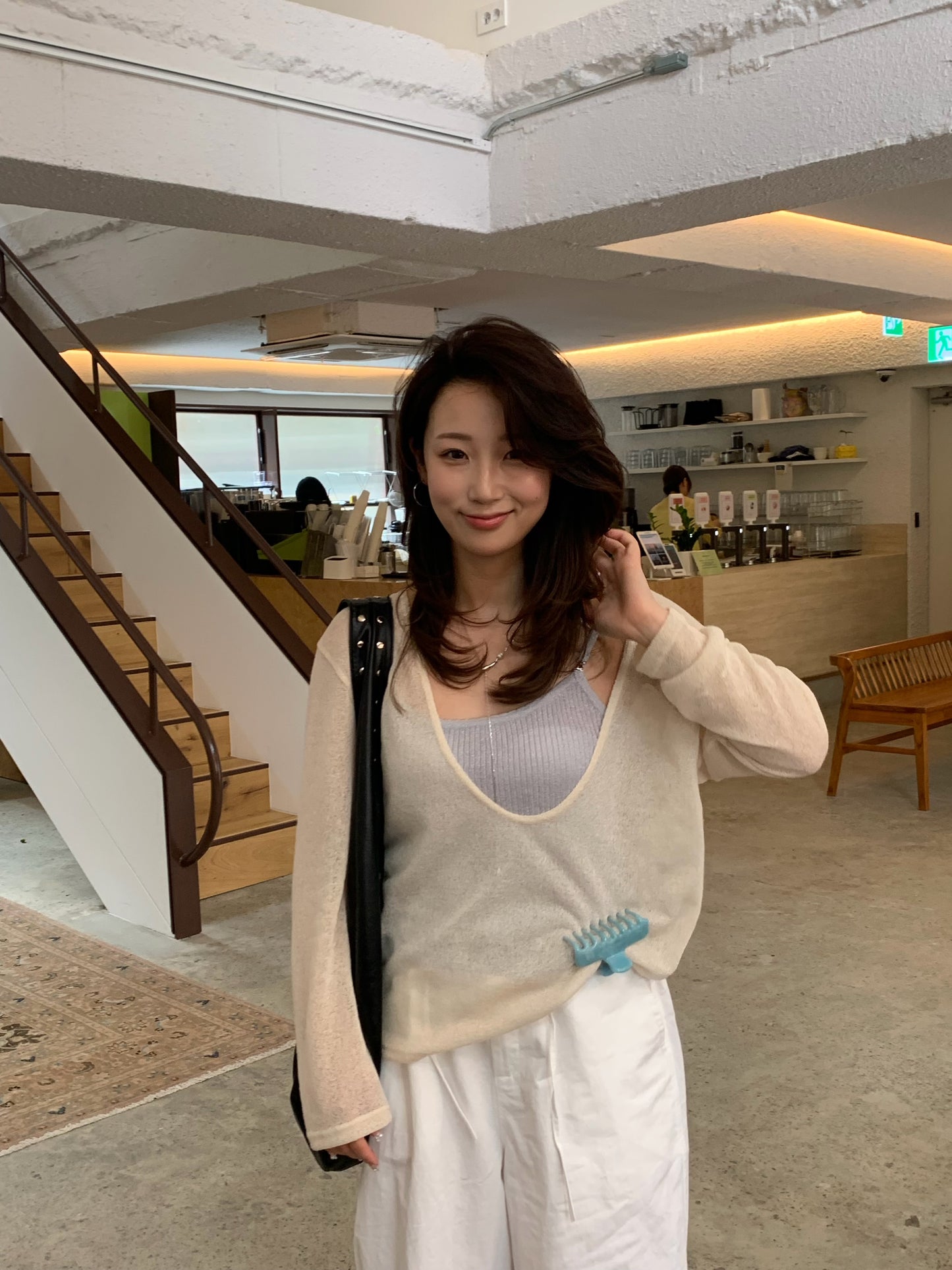 deep Vneck see through knit / 2color