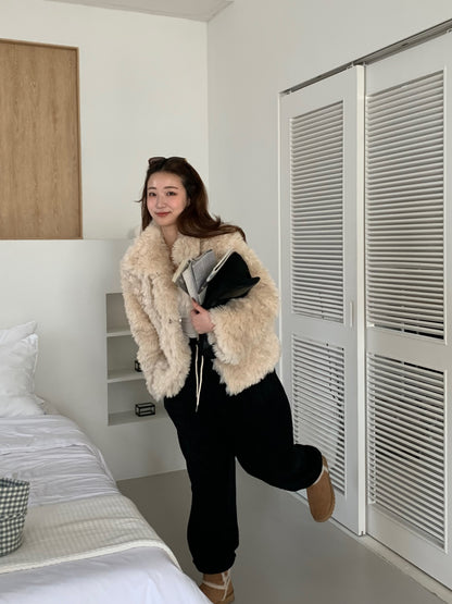 【予約】cotton candy fur jacket / camel