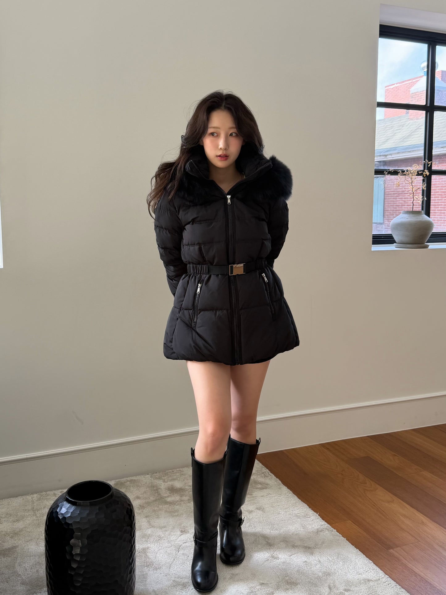 【予約】◆送料無料◆side pocket short down jacket / black