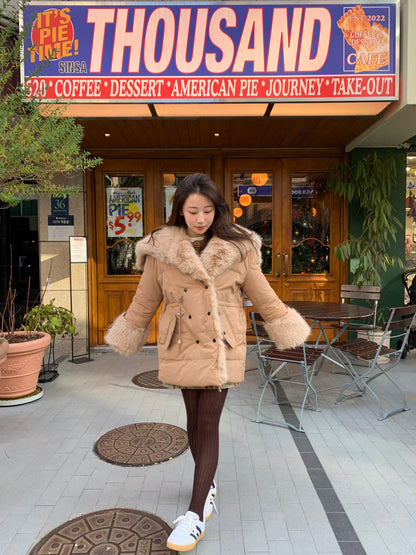 【即納】◆送料無料◆ double button middle fur down