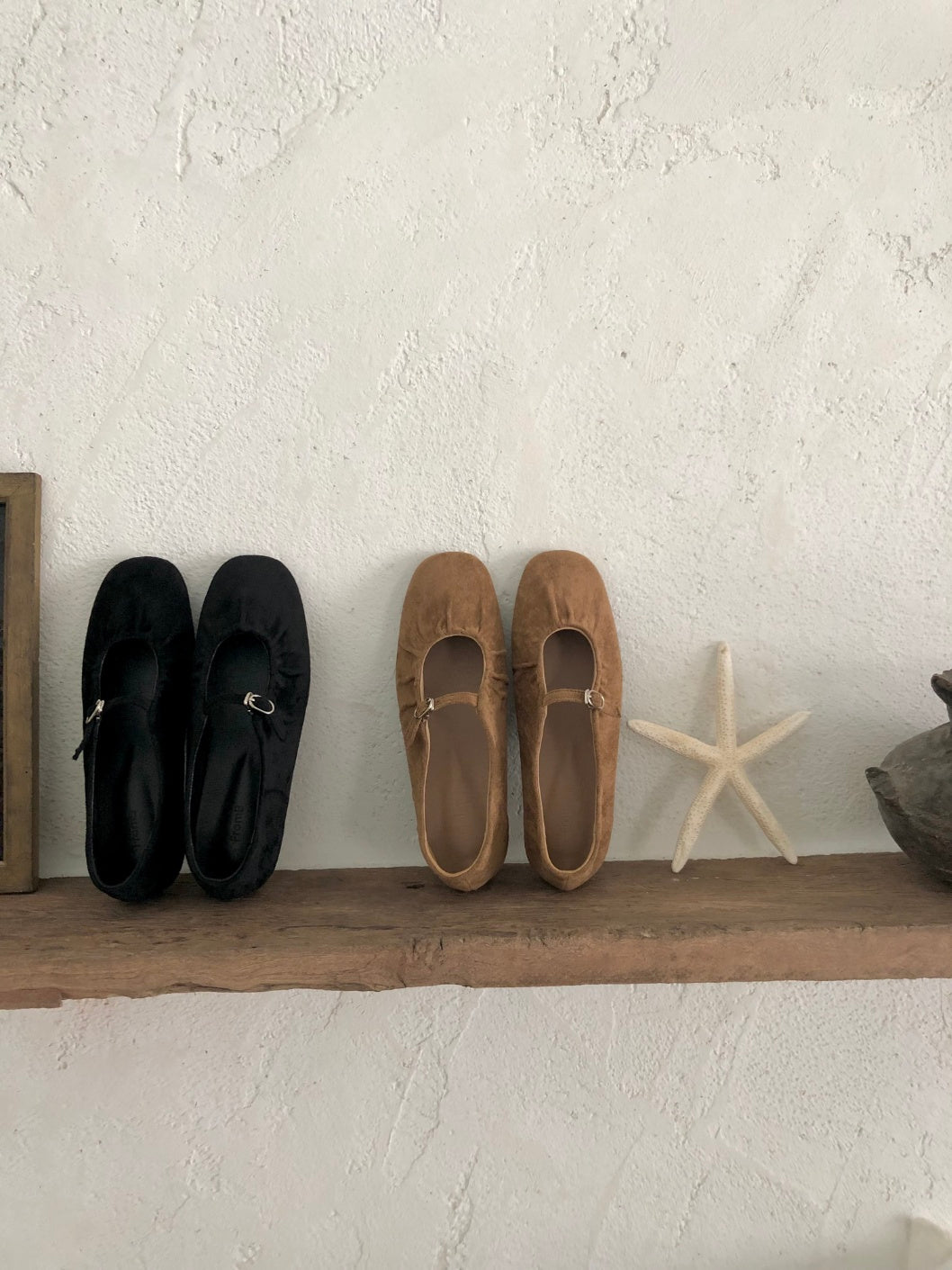 strap gather flat shoes / 2color