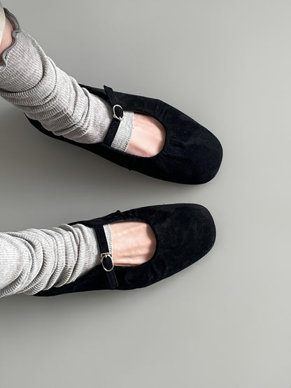 strap gather flat shoes / 2color