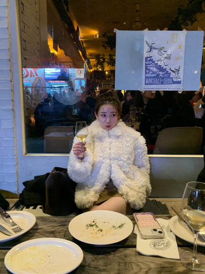 【予約】cotton candy fur jacket / milk white
